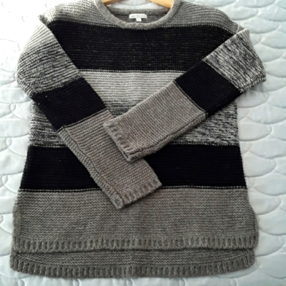 Calvin Klein Jeans Wool Blend w/Lurex metallic thread Sz M black/Taupe multi - Picture 2 of 11